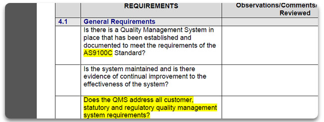 AS9100 Rev C Internal Audit Checklist 3